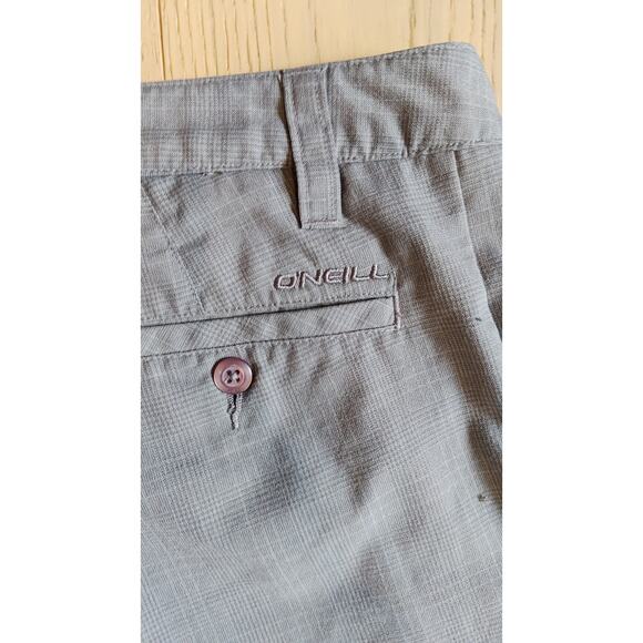 O'Neill Men's Shorts Size 32 Black Delta Plaid Relaxed Fit 11" Inseam Logo Embro - Picture 4 of 7